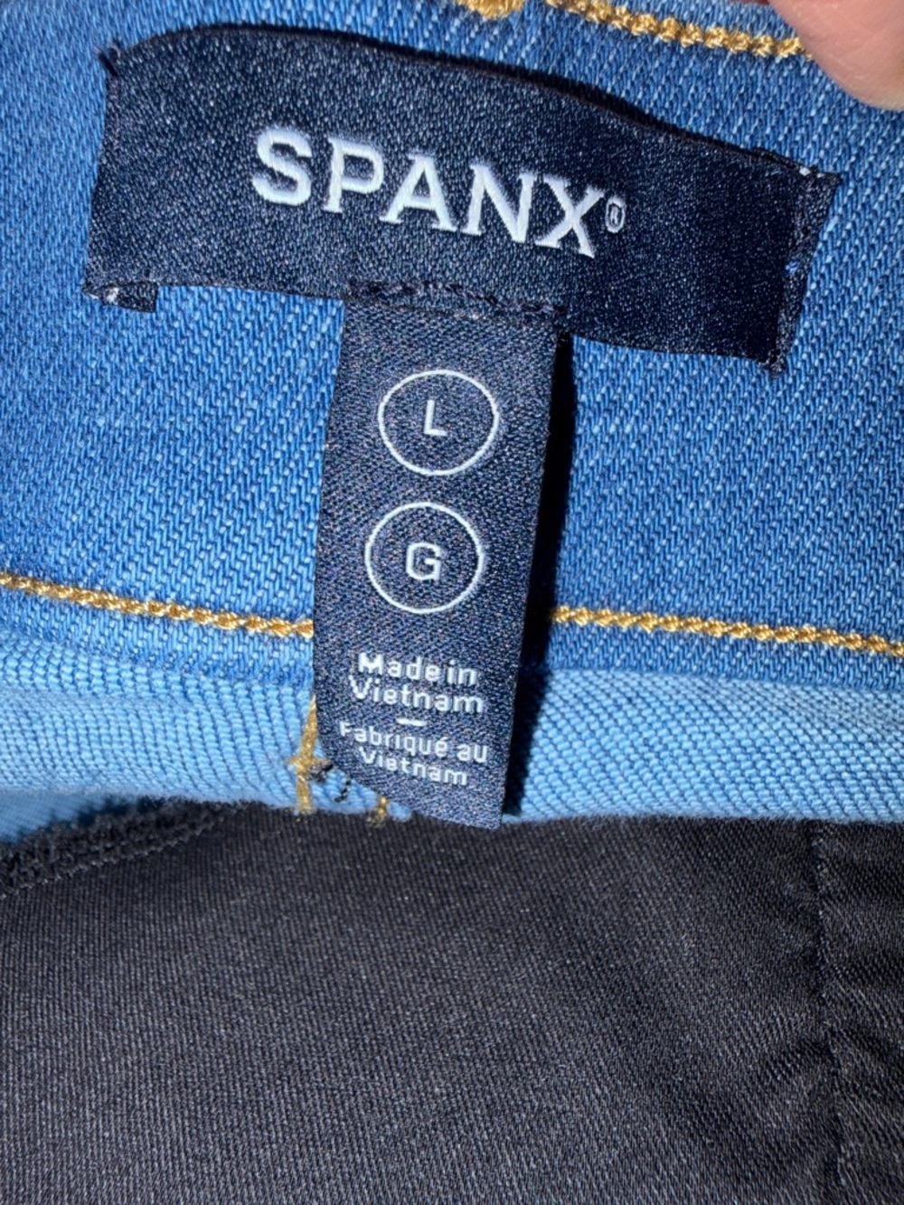 SPANXSHAPE® EVERYWEAR CROPPED WASHED BLUE WIDE LEG JEANS size large - Picture 8 of 10